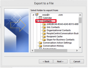 Export Contacts from Outlook Client