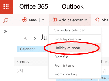 Adding Holidays in Office 365