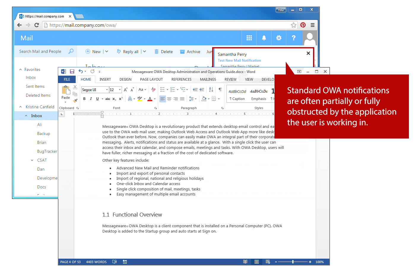 OWA Desktop Standard Notification
