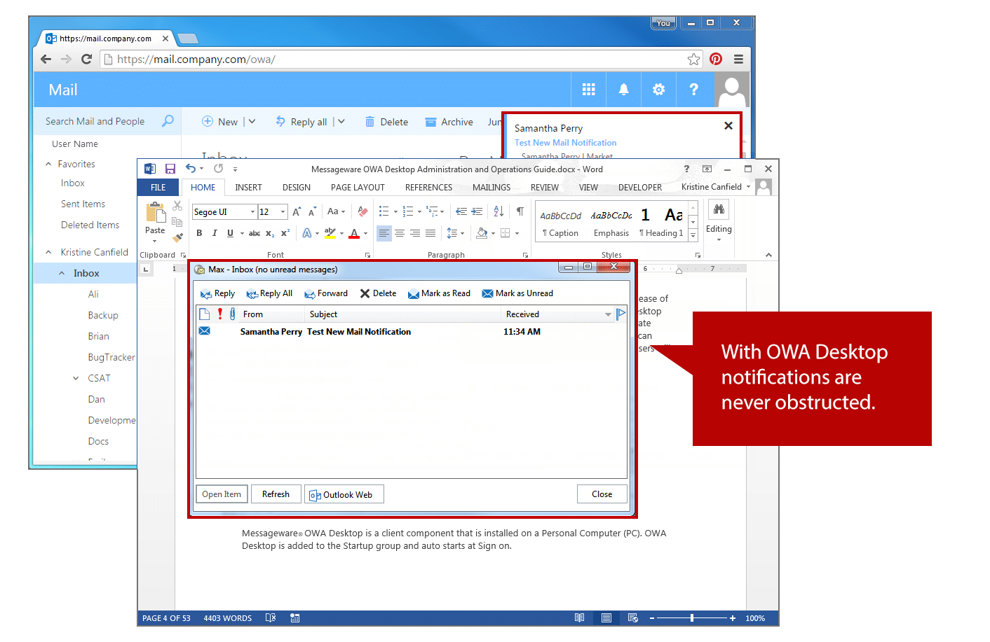 OWA Desktop Notification