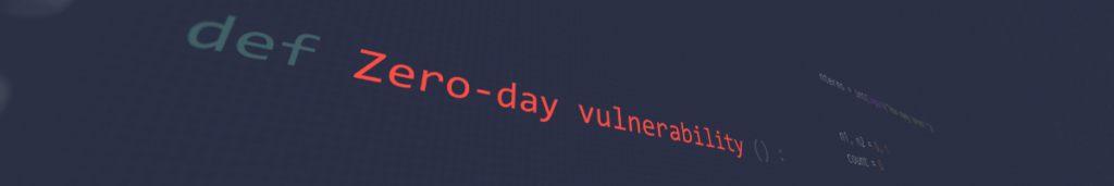 Blog header depicting a zero-day vulnerability as code
